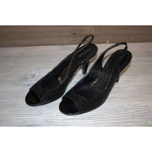 Tahari Black "Sharon" Heels with Sequins and Peep toe Womens Size 9